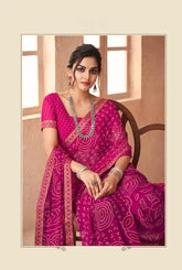 India Silk Purple Chiffon Saree Features A Beautifully Attached Banarasi Border Combining The Softness And Flow Of Chiffon